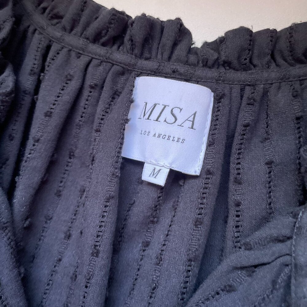 MISA Los Angeles "Lilian" Black Tiered Ruffle Mini Dress SZ M 100% Cotton - Picture 7 of 12